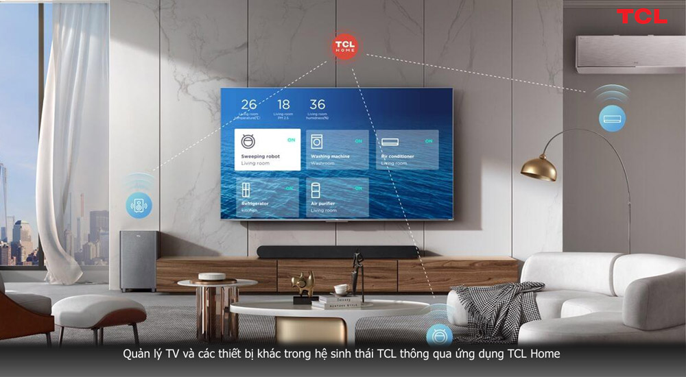 Tivi TCL QLED 4K 98 Inch 98P8K quản lý qua ứng dụng